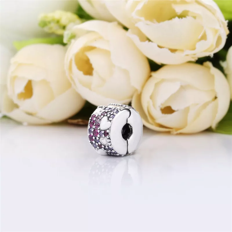 (imagen para) Clip PANDORA en plata de ley Corazones de Amor Asimétricos - 797838CZRMX - Ver 4