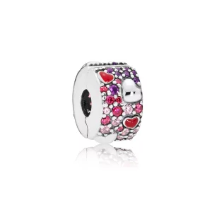 (imagen para) Clip PANDORA en plata de ley Corazones de Amor Asimétricos - 797838CZRMX