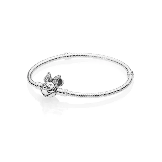 (imagen para) Disney, Pulsera PANDORA Moments en plata de ley Retrato de Minnie Brillante - 597770CZ