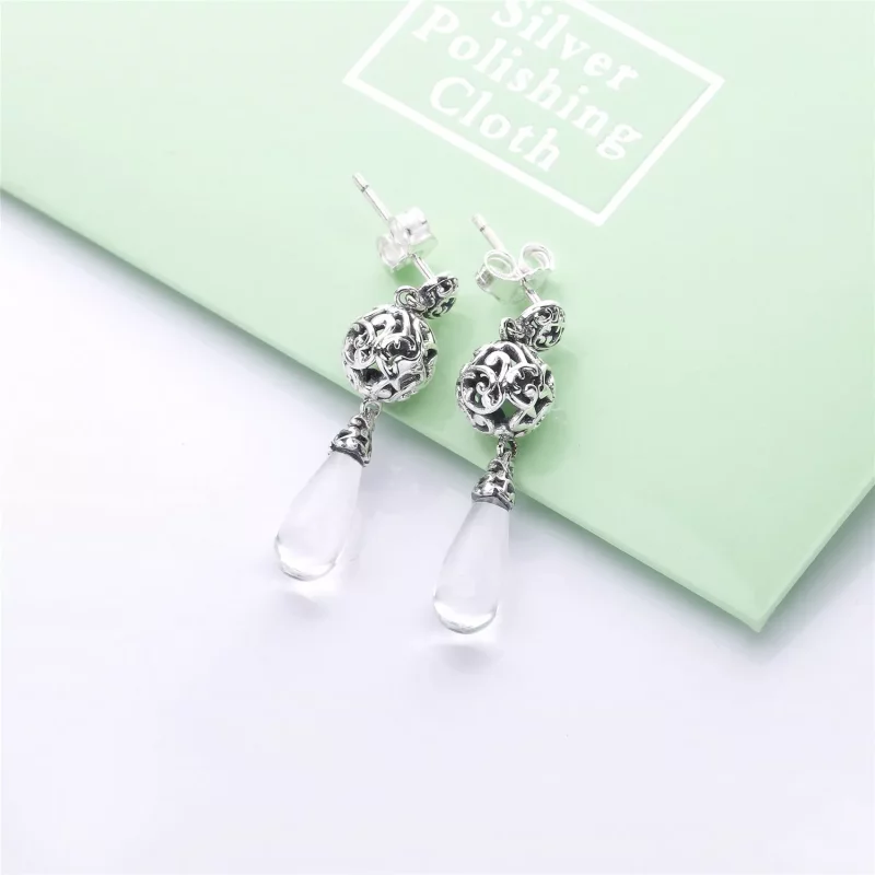 (imagen para) Pendientes largos PANDORA en plata de ley Gotas Reales - 297686CZ - Ver 2