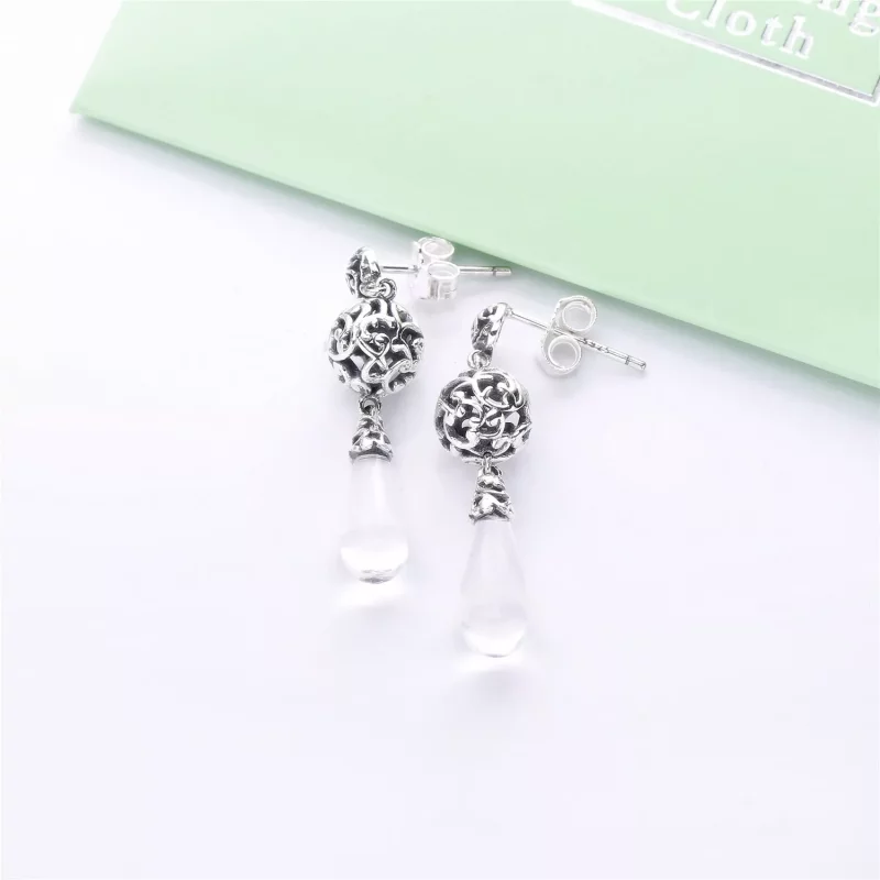 (imagen para) Pendientes largos PANDORA en plata de ley Gotas Reales - 297686CZ - Ver 3