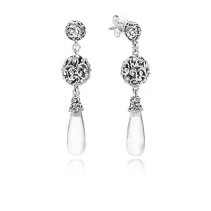 (imagen para) Pendientes largos PANDORA en plata de ley Gotas Reales - 297686CZ