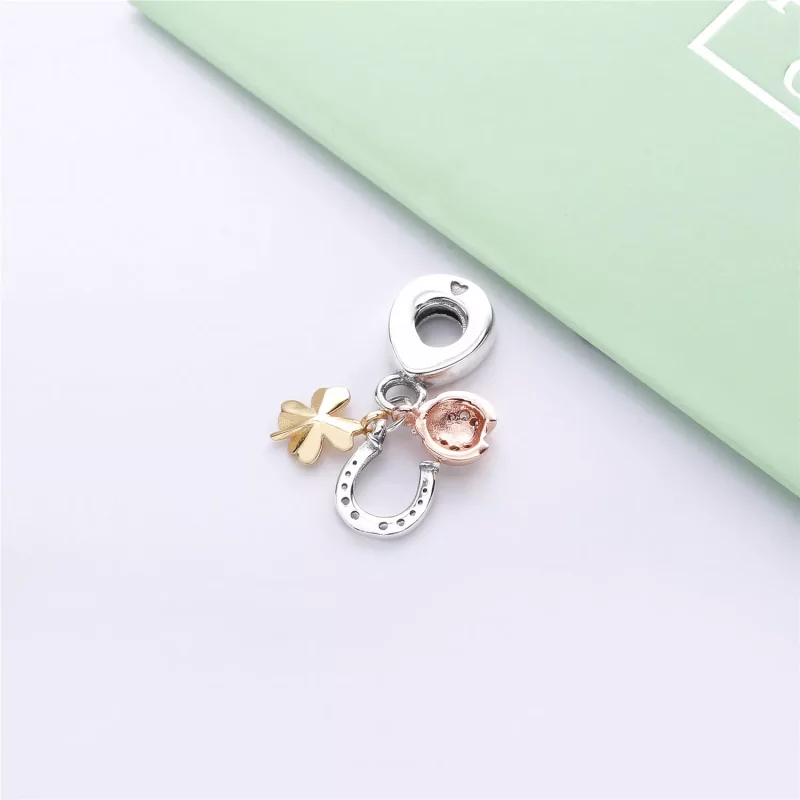 (imagen para) Charm Colgante PANDORA Herradura, Trébol y Mariquita - 797852CZ - Ver 3