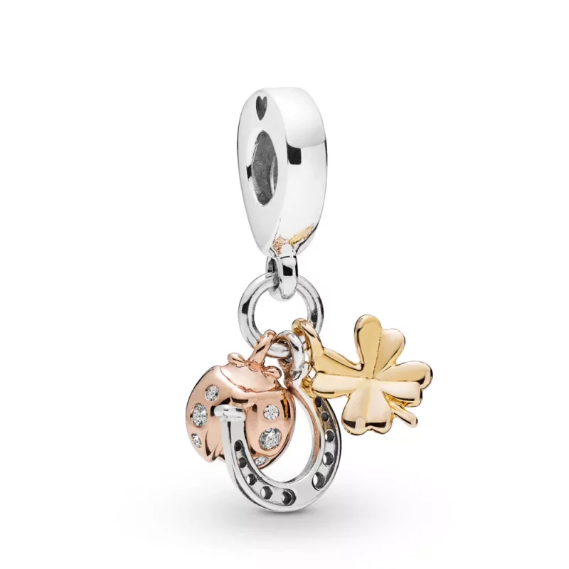 (imagen para) Charm Colgante PANDORA Herradura, Trébol y Mariquita - 797852CZ