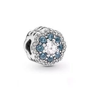 (imagen para) Charm PANDORA en plata de ley Flor Azul Brillante - 797851NMB