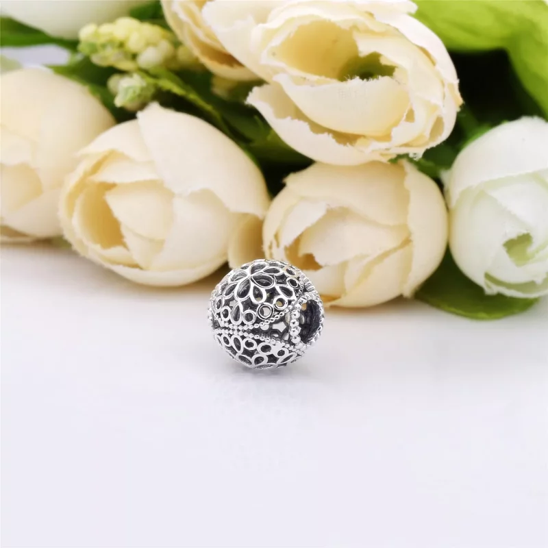 (imagen para) Charm PANDORA en plata de ley Flores en filigrana - 797853 - Ver 3