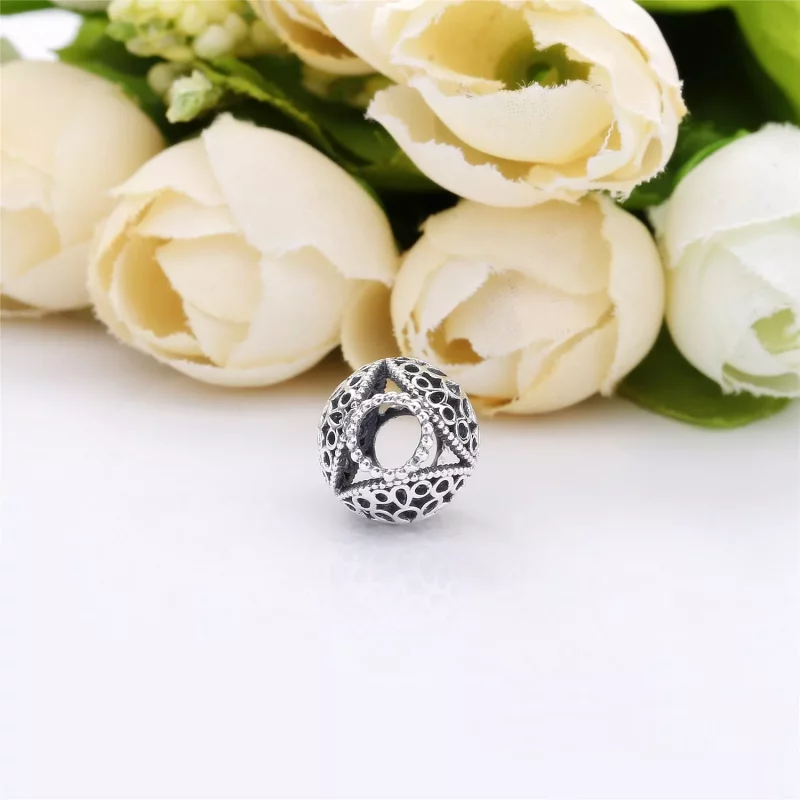 (imagen para) Charm PANDORA en plata de ley Flores en filigrana - 797853 - Ver 4