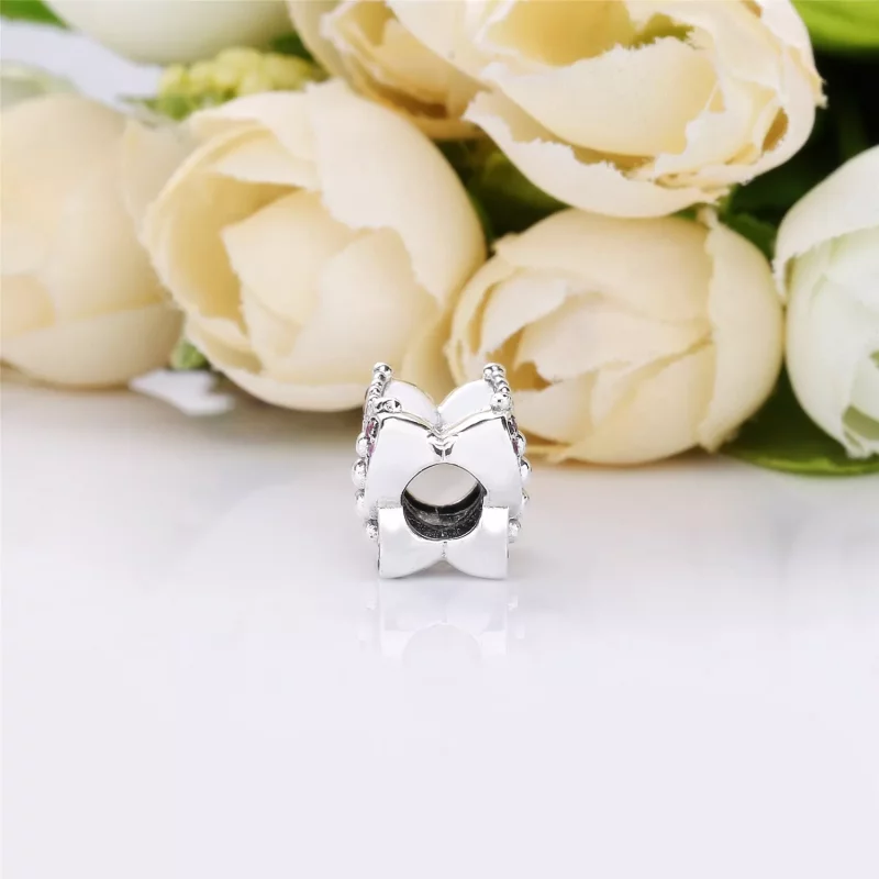 (imagen para) Charm PANDORA en plata de ley Mariposa Rosa Deslumbrante - 797882NCCMX - Ver 4