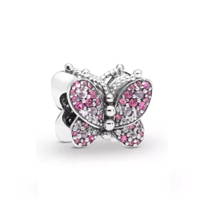 (imagen para) Charm PANDORA en plata de ley Mariposa Rosa Deslumbrante - 797882NCCMX