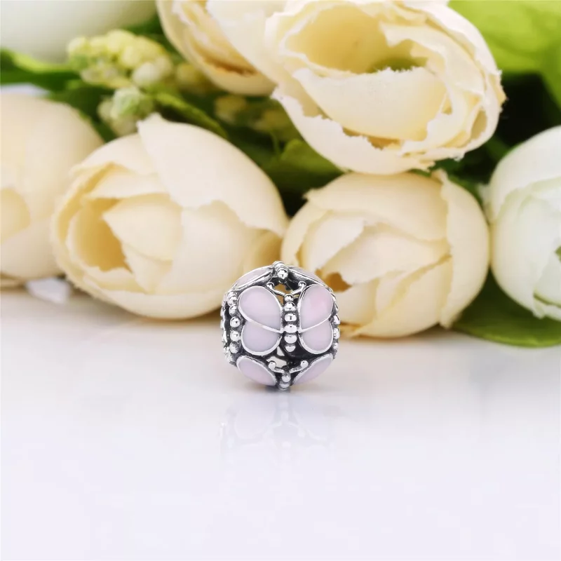 (imagen para) Charm PANDORA en plata de ley Mariposas Rosas - 797855EN160 - Ver 2