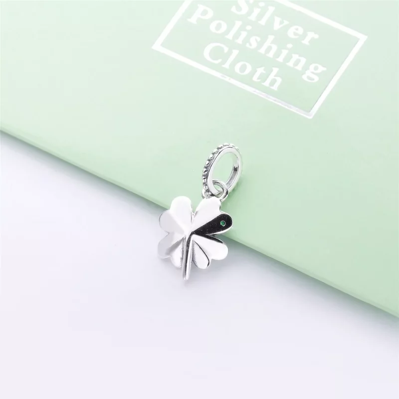 (imagen para) Colgante PANDORA en plata de ley Trébol de la Suerte - 397965NAG - Ver 4