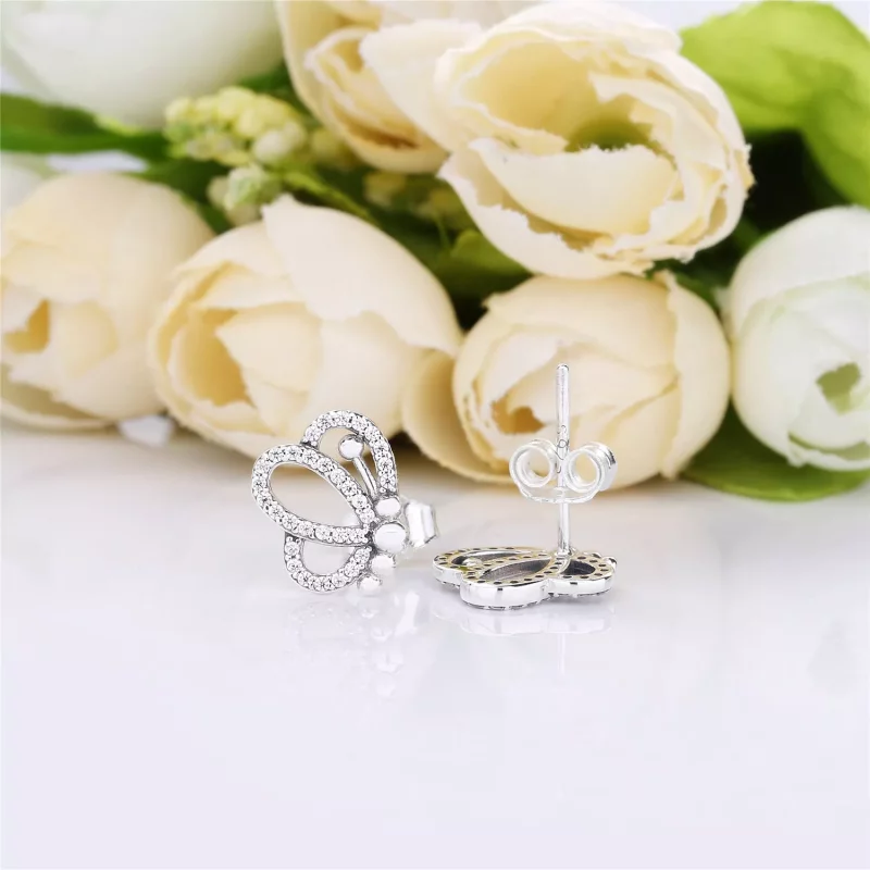 (imagen para) Pendientes PANDORA en plata de ley Silueta de Mariposas - 297912CZ - Ver 4