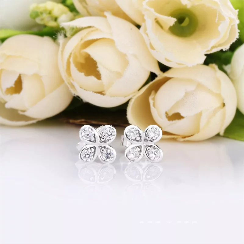 (imagen para) Pendientes PANDORA en plata de ley Trébol de Cuatro Pétalos - 297968CZ - Ver 2