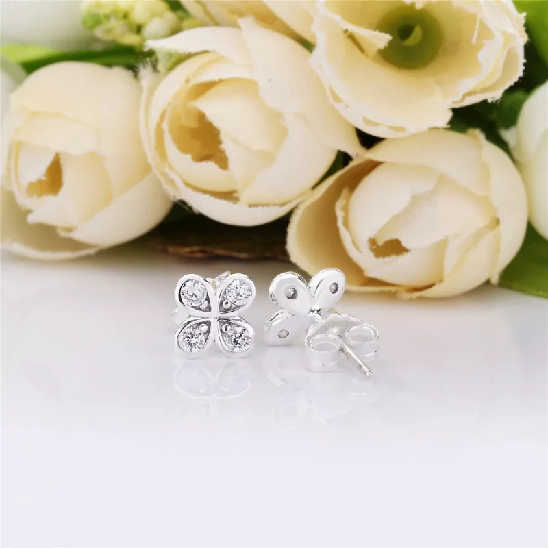 (imagen para) Pendientes PANDORA en plata de ley Trébol de Cuatro Pétalos - 297968CZ - Ver 3