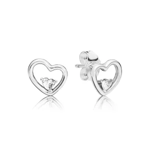(imagen para) Pendientes PANDORA en plata de primera ley Corazones de Amor Asimétricos - 297813CZ