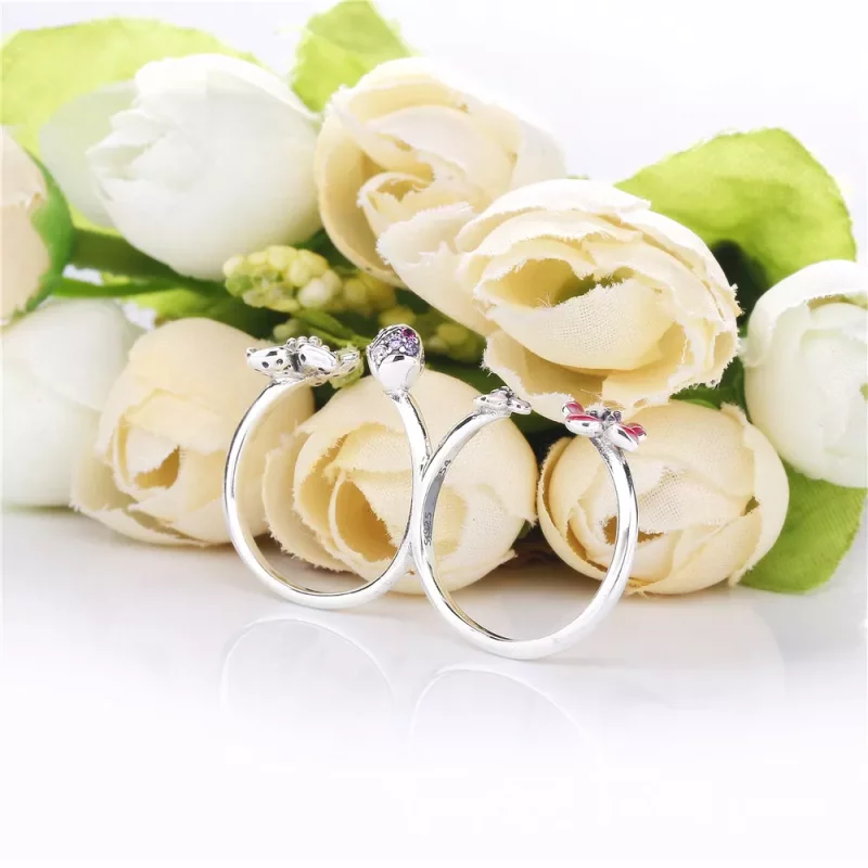(imagen para) Anillo PANDORA Flores de flor de durazno 198091NCCMX - Ver 4