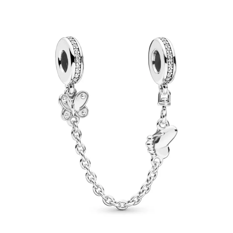 (imagen para) Cadena de seguridad PANDORA en plata de ley Mariposas - 797865CZ