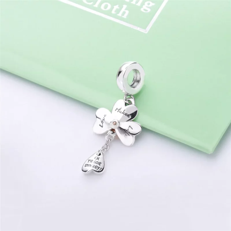 (imagen para) Charm colgante en plata de ley y Pandora Rose Trébol y Mariquita - 787877 - Ver 3
