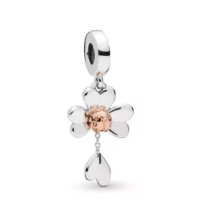 Charm colgante en plata de ley y Pandora Rose Trébol y Mariquita - 787877 (imagen para) Charm colgante en plata de ley y Pandora Rose Trébol y Mariquita - 787877