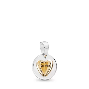 Charm colgante en plata de ley y Pandora Shine Corazón Dorado de Madre - 767774 (imagen para) Charm colgante en plata de ley y Pandora Shine Corazón Dorado de Madre - 767774