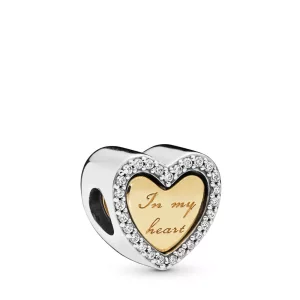 (imagen para) Charm en lata de ley y Pandora Shine con grabado "In my heart" - 767606CZ