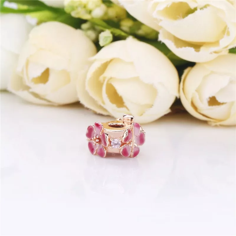 (imagen para) Clip colgante PANDORA Flor de flor de durazno 788099CZ - Ver 3