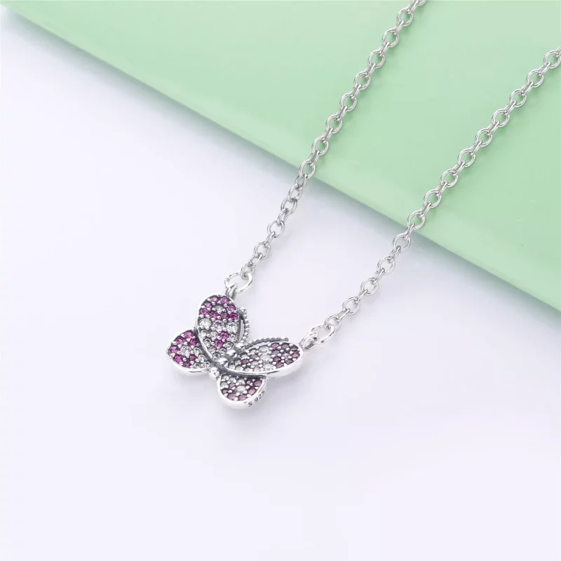 (imagen para) Collar PANDORA en plata de ley Mariposa Brillante Rosa - 397931NCCMX-50 - Ver 2