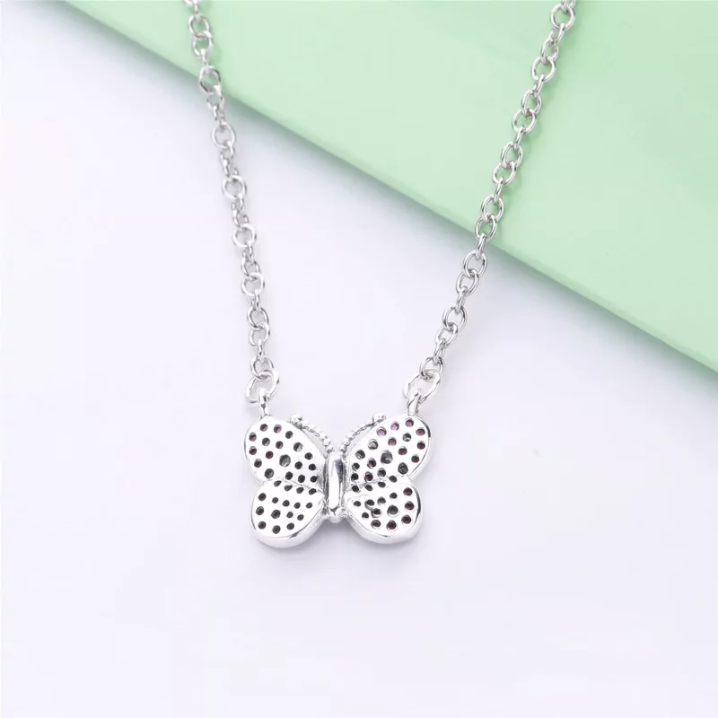 (imagen para) Collar PANDORA en plata de ley Mariposa Brillante Rosa - 397931NCCMX-50 - Ver 3