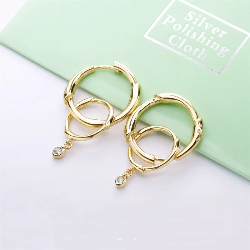 (imagen para) Pendientes de aro en Pandora Shine Tallo de Flor - 267927CZ - Ver 2