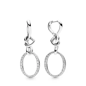 (imagen para) Pendientes largos PANDORA en plata de ley Corazones Anudados - 298110CZ