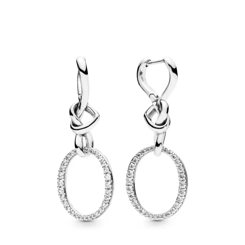 (imagen para) Pendientes largos PANDORA en plata de ley Corazones Anudados - 298110CZ