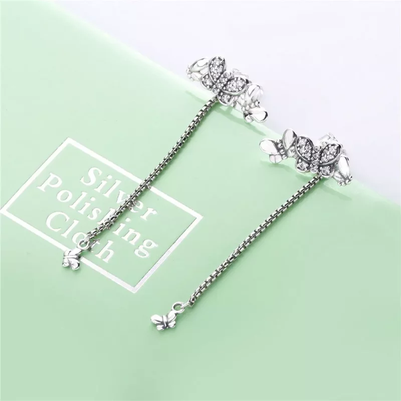 (imagen para) Pendientes largos PANDORA en plata de ley Mariposas Deslumbrantes - 297964CZ - Ver 2
