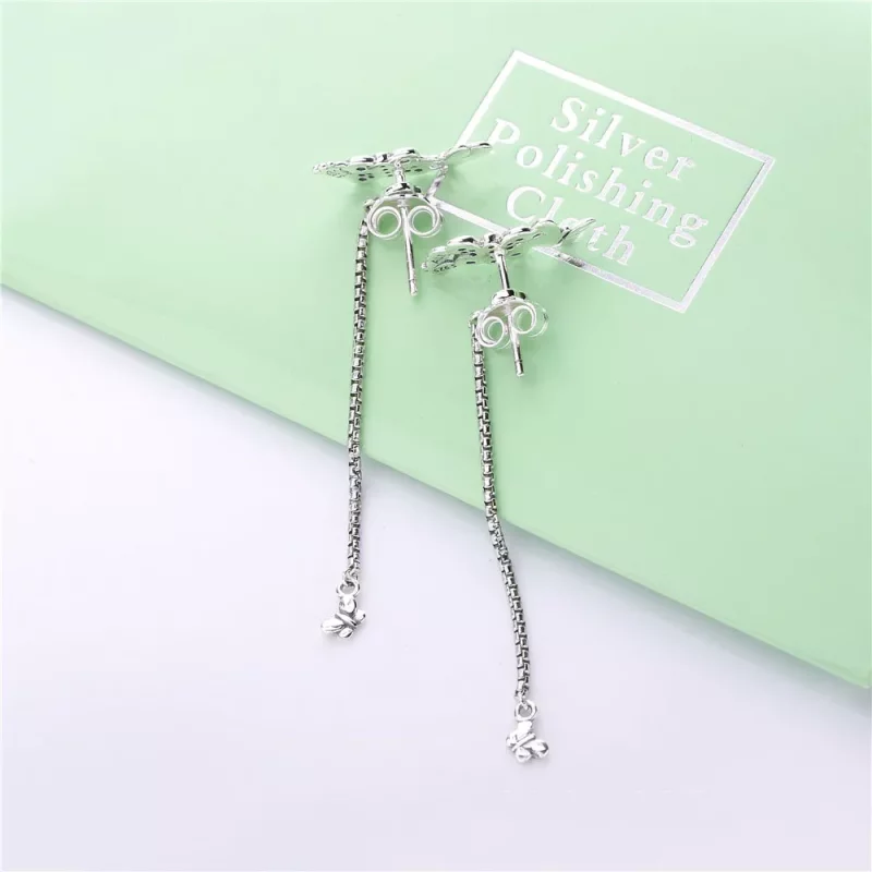 (imagen para) Pendientes largos PANDORA en plata de ley Mariposas Deslumbrantes - 297964CZ - Ver 3