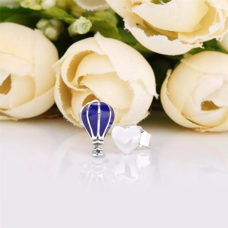 (imagen para) Pendientes PANDORA en plata de ley Globo azul & Corazón - 298058EN195 - Ver 2
