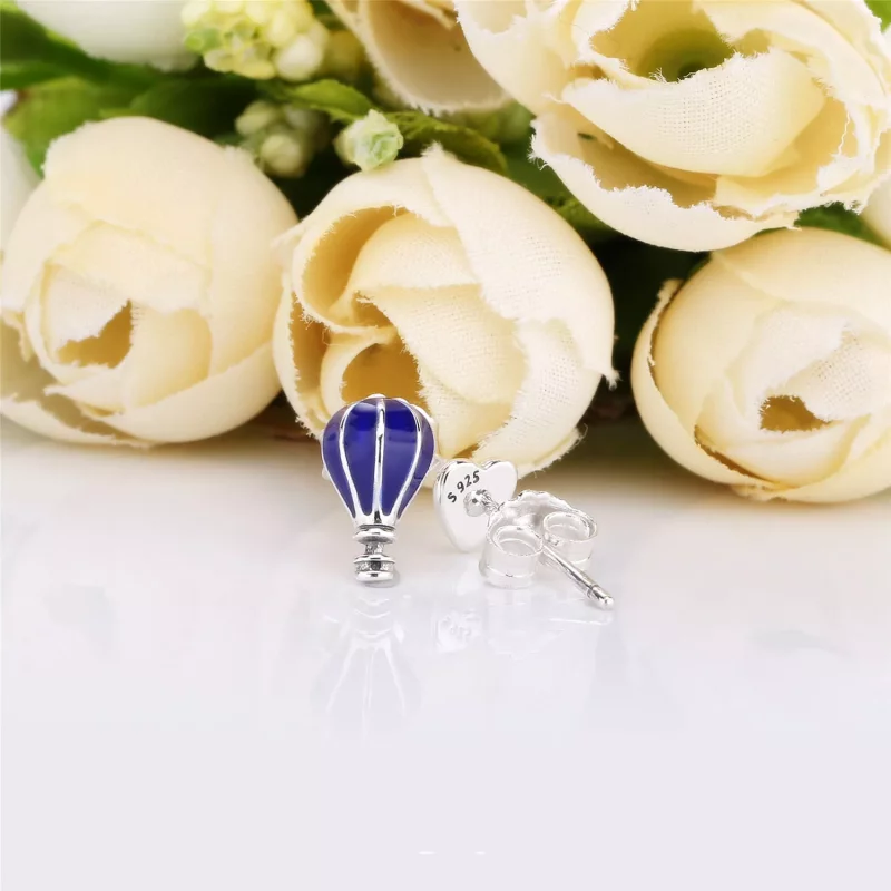 (imagen para) Pendientes PANDORA en plata de ley Globo azul & Corazón - 298058EN195 - Ver 3