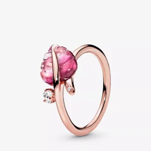 (imagen para) Anillo PANDORA Hoja en cristal de Murano rosa - 188319PMU