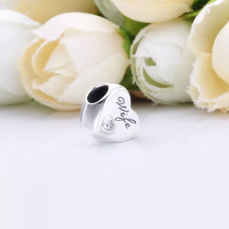 (imagen para) Charm PANDORA en plata de ley Amor de Esposa Corazón 798249PCZ - Ver 3