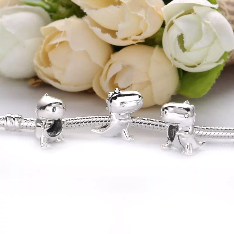 (imagen para) Charm PANDORA en plata de ley Dino el Dinosaurio - 798123 - Ver 4