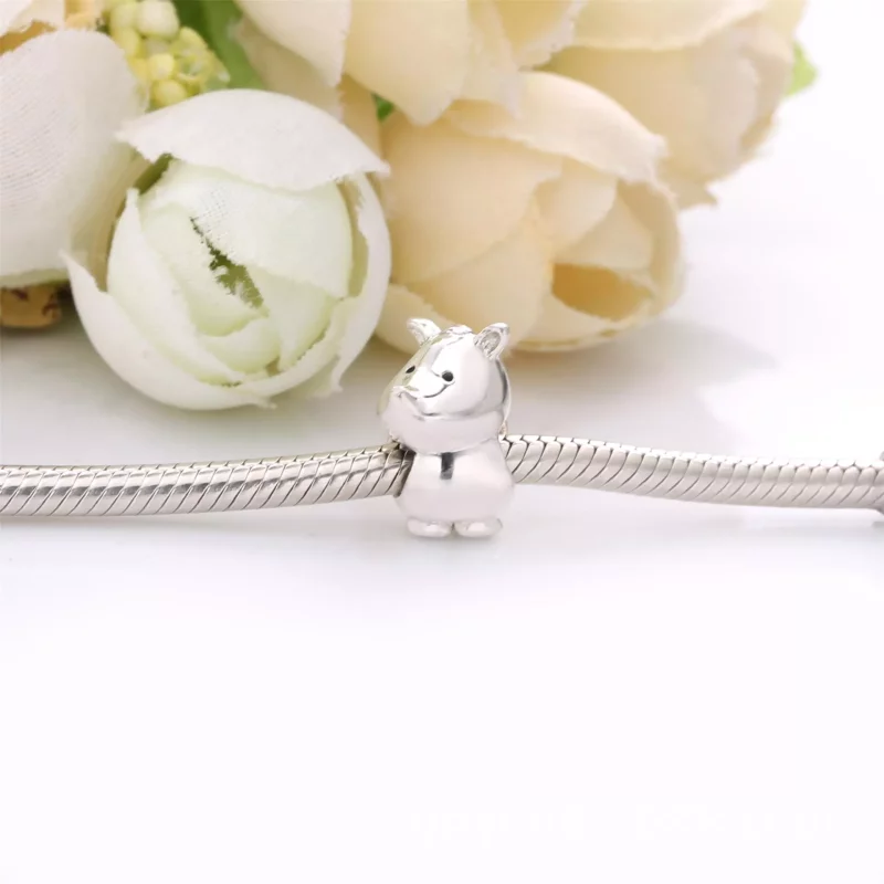 (imagen para) Charm PANDORA en plata de ley Rino el Rinoceronte - 798023 - Ver 2