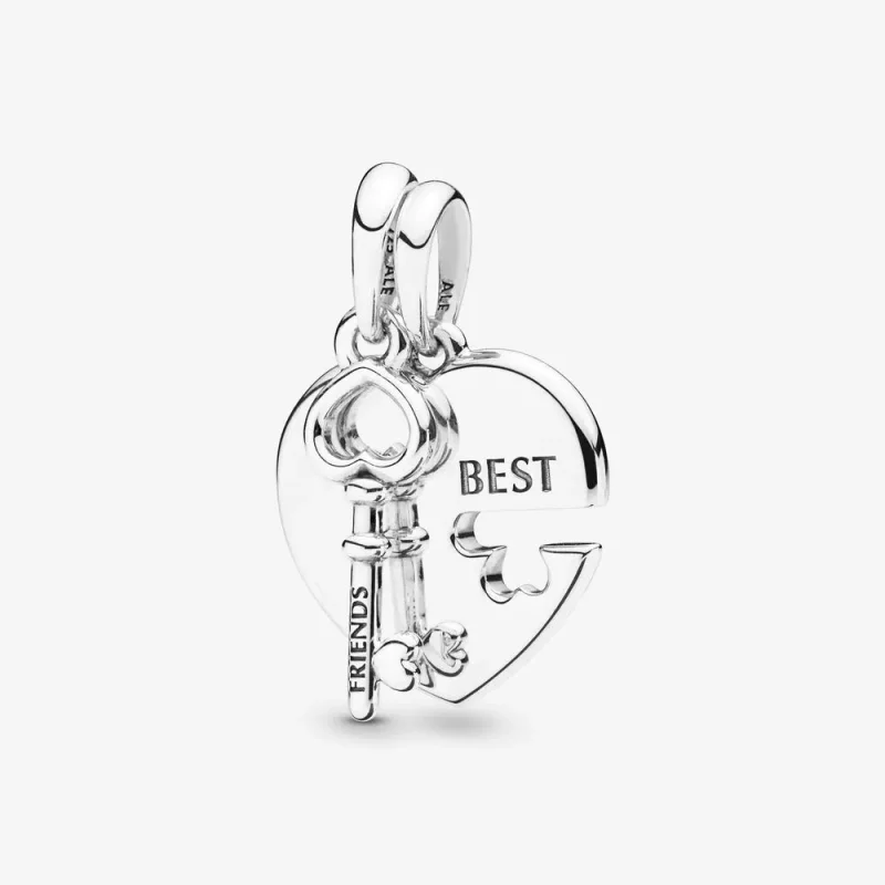 (imagen para) Colgante PANDORA en plata Mejores Amigos Corazón & Llave 398130