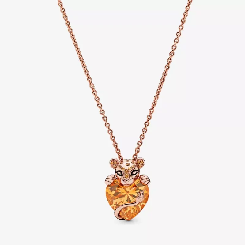 (imagen para) Collar en Pandora Rose Corazón Princesa Leona Brillante 388068CZM