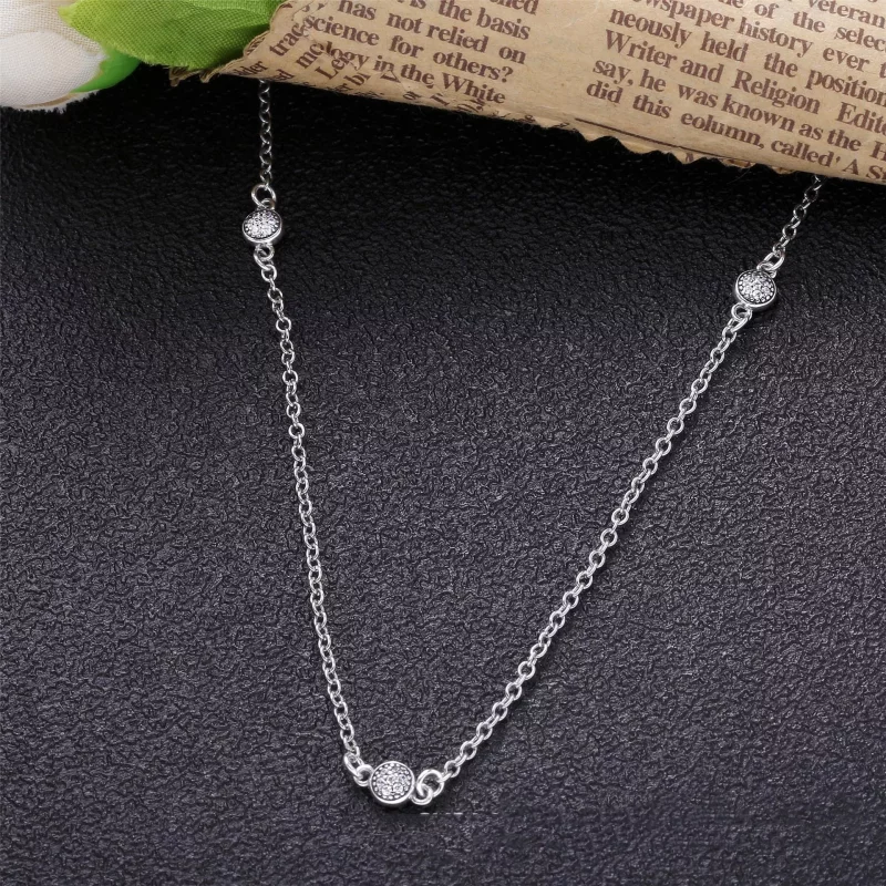 (imagen para) Collar PANDORA en plata de ley Gotas delicadas y deslumbrantes 590525CZ - Ver 2