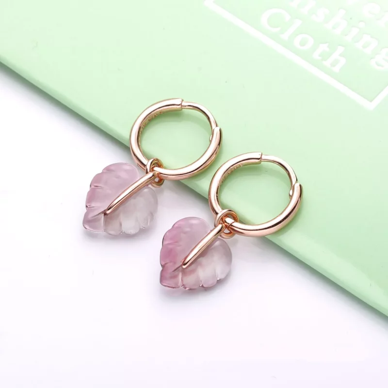 (imagen para) Pendientes de aro PANDORA Hoja de cristal de Murano rosa - 288317PMU - Ver 2