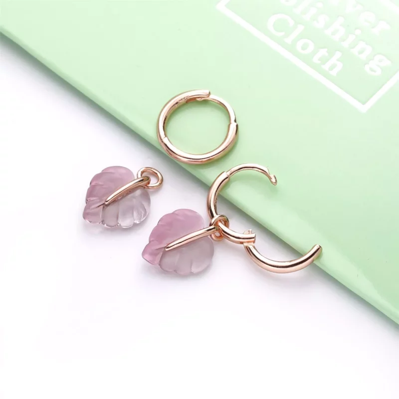 (imagen para) Pendientes de aro PANDORA Hoja de cristal de Murano rosa - 288317PMU - Ver 4