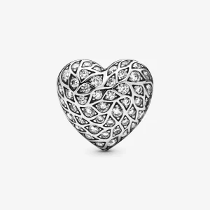 (imagen para) Pendientes PANDORA en plata de ley Patrón espumoso Corazón Solo 298568C01