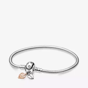 (imagen para) Pulsera Moments en PANDORA Rose Hojas y cadena de serpiente 588333CZ