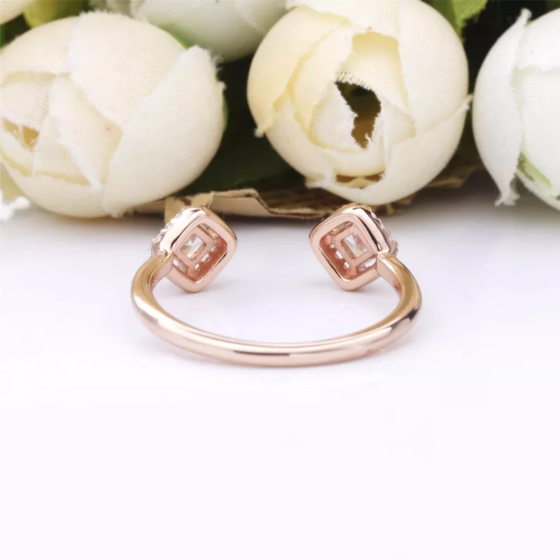 (imagen para) Anillo abierto cuadrado con brillos en oro rosa PANDORA Rose - 188506C01 - Ver 3