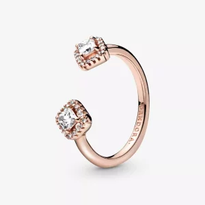 Anillo abierto cuadrado con brillos en oro rosa PANDORA Rose - 188506C01 (imagen para) Anillo abierto cuadrado con brillos en oro rosa PANDORA Rose - 188506C01