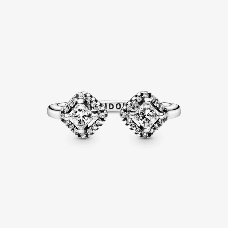 (imagen para) Anillo abierto cuadrado PANDORA Square Sparkle - 198506C01 - Ver 2