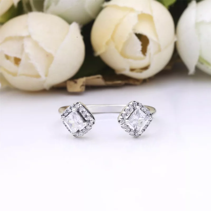 (imagen para) Anillo abierto cuadrado PANDORA Square Sparkle - 198506C01 - Ver 4